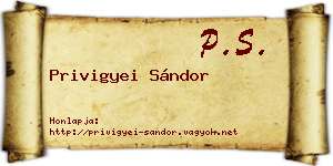 Privigyei Sándor névjegykártya